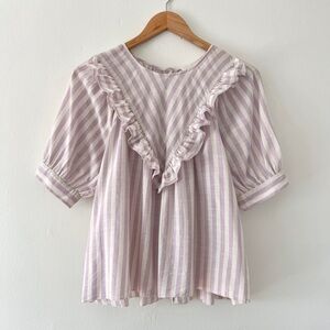 THE GREAT 0/XS The Courtyard Top Lavender Stripe